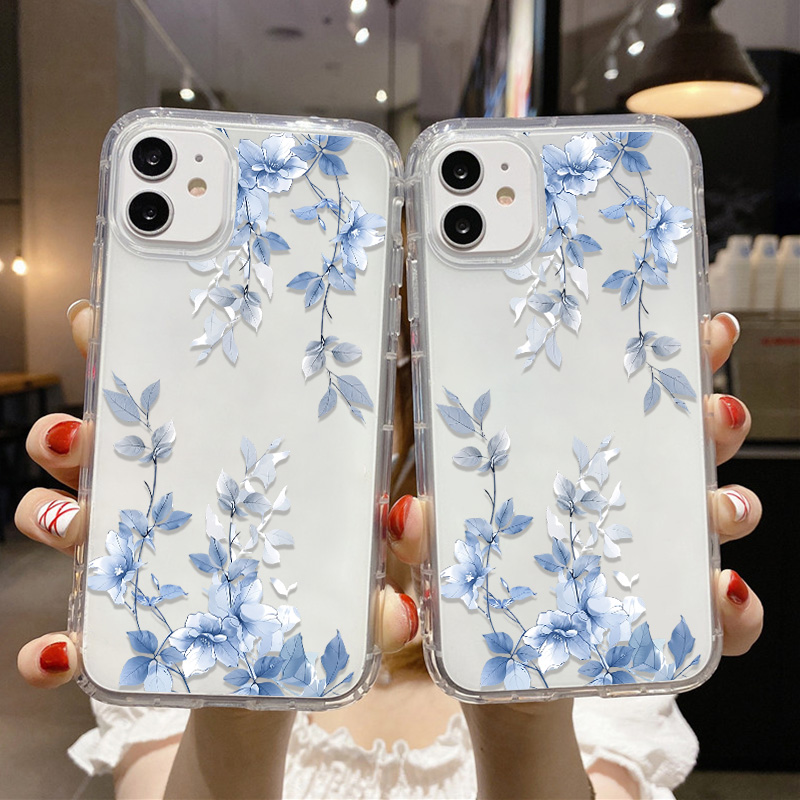 Blue Flower Transparent Phone  - Apple Iphone 15 Pro Max 评论和价格