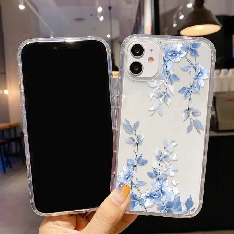 Blue Flower Transparent Phone  - Apple Iphone 15 Pro Max 评论和价格